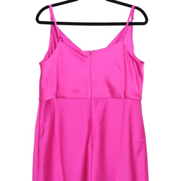 BHLDN Anthropologie Cali Satin Cowl-Neck Midi Slip Dress Pink Raspberry Size 16W - Picture 5 of 7